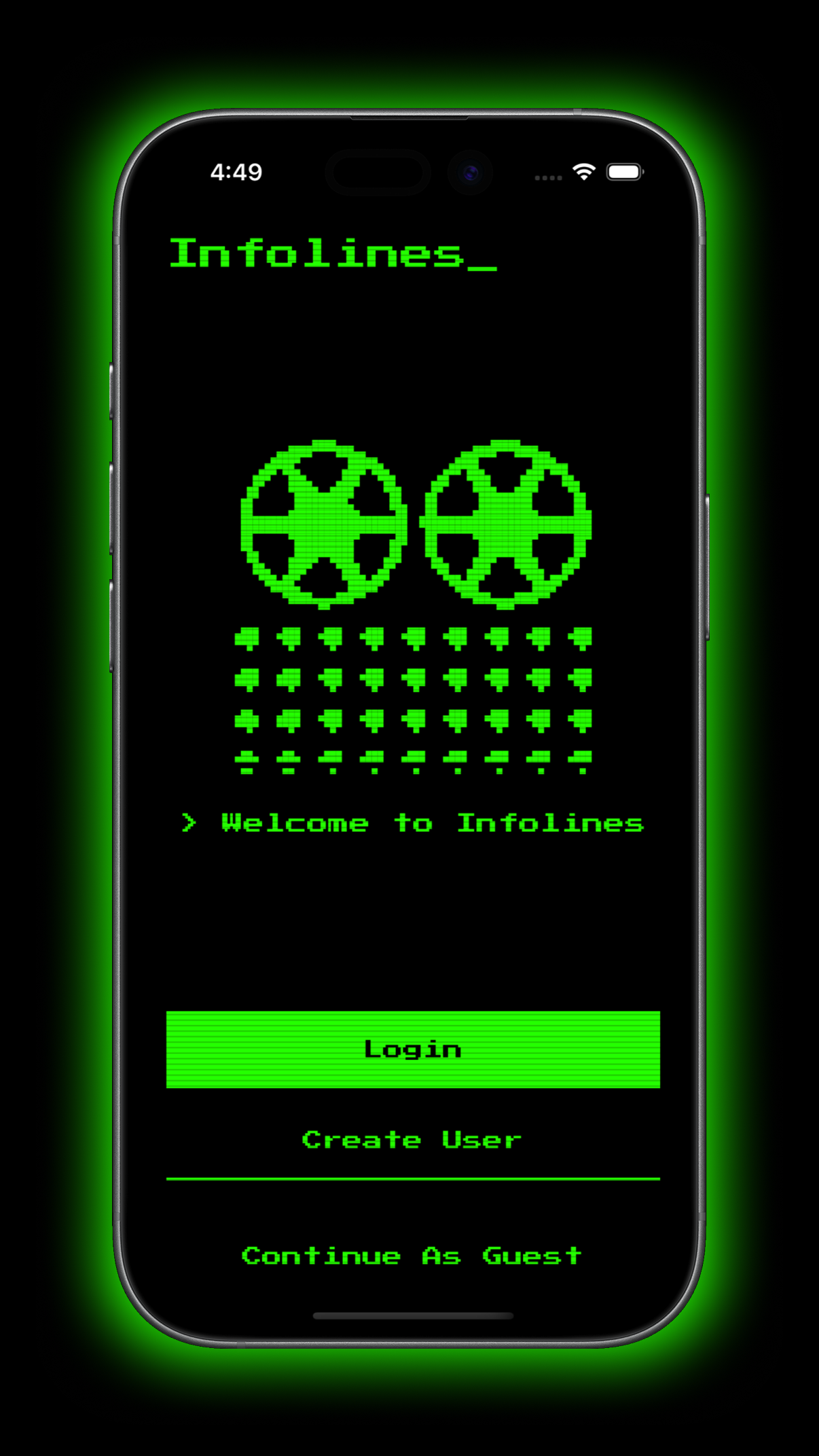Infolines app screens